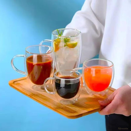 Taza de Vidrio de Pared Doble Rincón del Café Té - Armonía del Hogar
