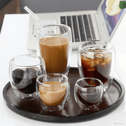 Vaso de Vidrio de Pared Doble Rincón del Café y Té - Zenithi Hogar