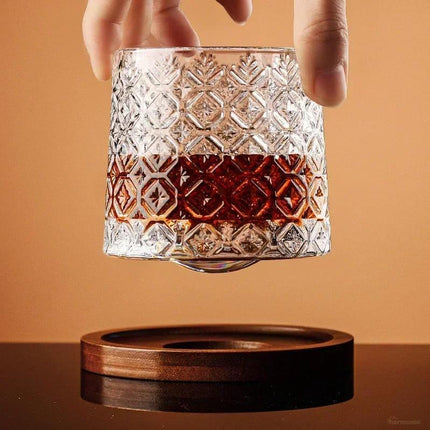 Copa de Whisky Cristal con Base Rotativa Bar en Casa - Zenithi Hogar