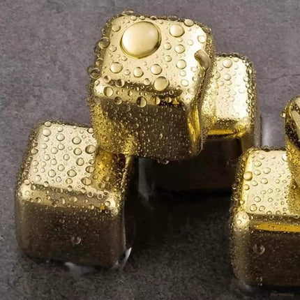 Cubos de Hielo Acero Inox Dorado con Pincel - Zenithi Hogar