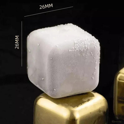 Cubos de Hielo Acero Inox Dorado con Pincel - Zenithi Hogar