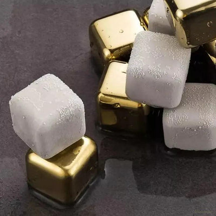 Cubos de Hielo Acero Inox Dorado con Pincel - Zenithi Hogar