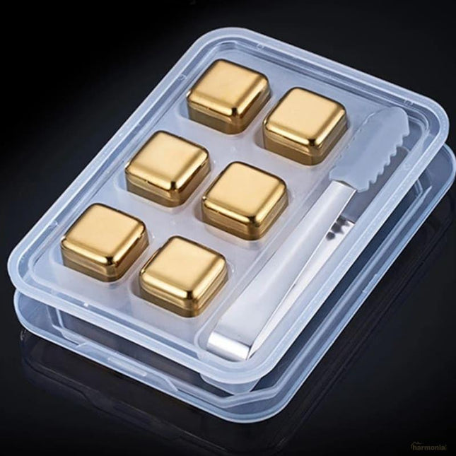 Cubos de Hielo Acero Inox Dorado con Pincel - Zenithi Hogar