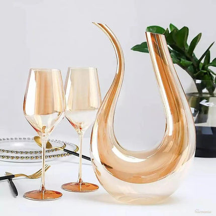 Decantador de Vino Recipiente de Vidrio Cisne Decantador Ámbar - Zenithi Hogar