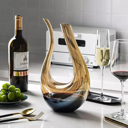Decantador de Vino Recipiente de Vidrio Cisne Decantador Ámbar - Zenithi Hogar