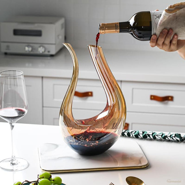 Decantador de Vino Recipiente de Vidrio Cisne Decantador Ámbar - Zenithi Hogar