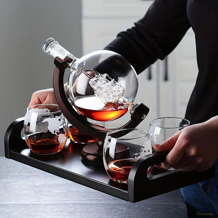 Decantador de Whisky Globo Conjunto Recipiente de Vidrio - Zenithi Hogar