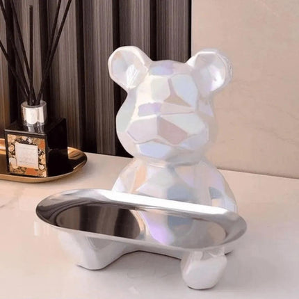 Escultura decorativa con Oso Bandeja Geométrico