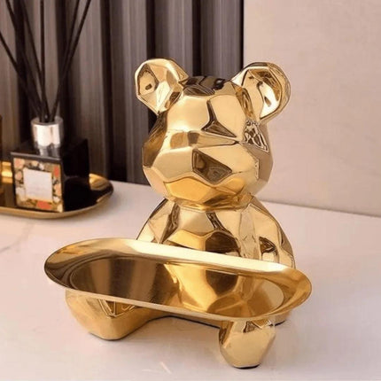 Escultura decorativa con Oso Bandeja Geométrico