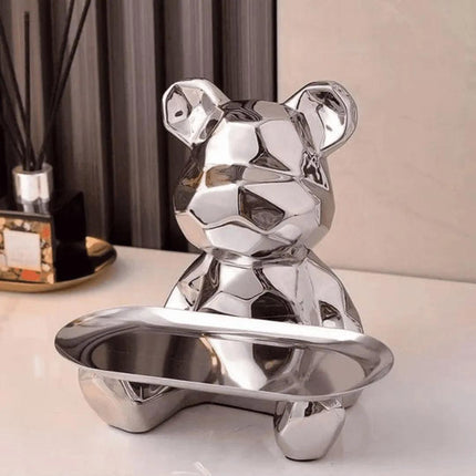 Escultura decorativa con Oso Bandeja Geométrico