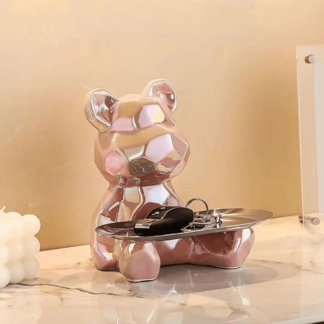 Escultura decorativa con Oso Bandeja Geométrico