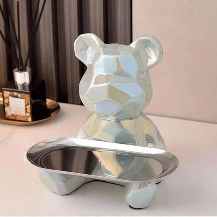 Escultura decorativa con Oso Bandeja Geométrico