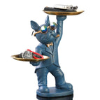 Estatua Bulldog Decorativo Francés Azul