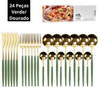 24 piezas verde/dorado