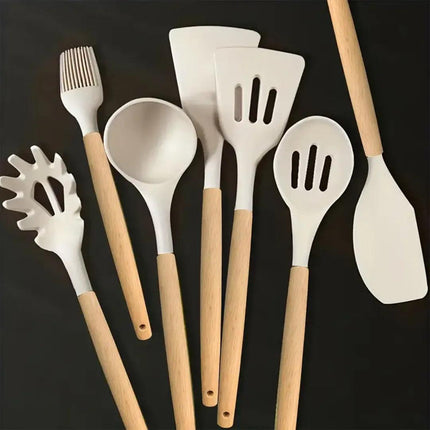 Kit de 7 utensilios de cocina de silicona antiadherentes 
