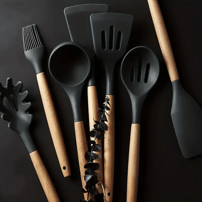 Kit de 7 utensilios de cocina de silicona antiadherentes 