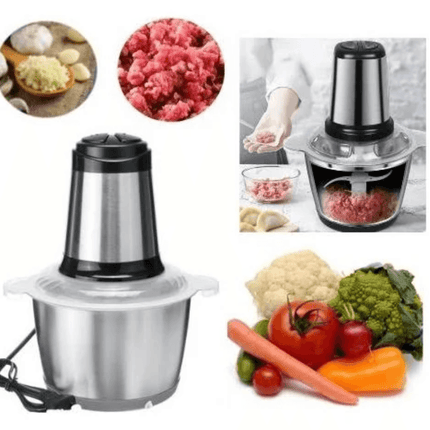 Picadora de carne eléctrica, procesador de alimentos de acero inoxidable, 2 velocidades 