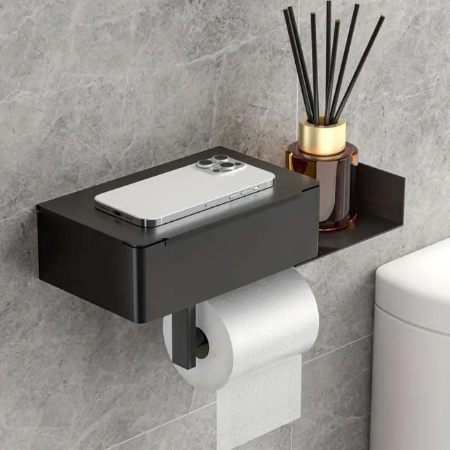 Porta Papel Higiénico de Pared Soporte con Cajón para Baño