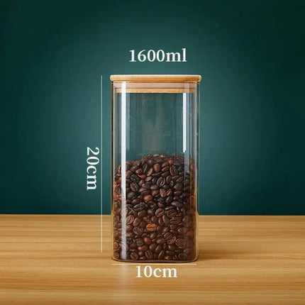 Frasco de Vidrio con Tapa de Bambú