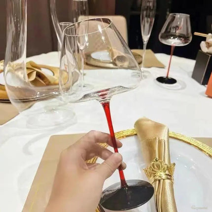 Copa de Vino Cristal Tallo Rojo - Zenithi Hogar