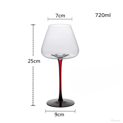 Copa de Vino Cristal Tallo Rojo - Zenithi Hogar