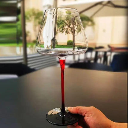 Copa de Vino Cristal Tallo Rojo - Zenithi Hogar