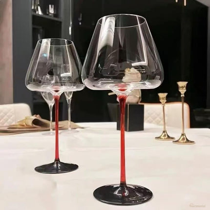 Copa de Vino Cristal Tallo Rojo - Zenithi Hogar