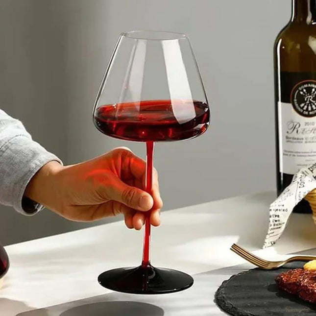 Copa de Vino Cristal Tallo Rojo - Zenithi Hogar