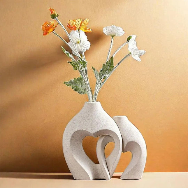 Jarrón decorativo para habitación de cerámica 2 Corazones