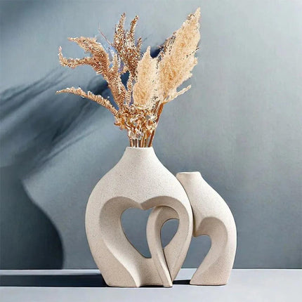 Jarrón decorativo para habitación de cerámica 2 Corazones