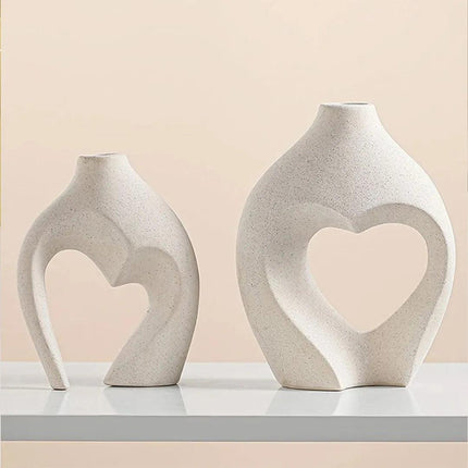 Jarrón decorativo para habitación de cerámica 2 Corazones