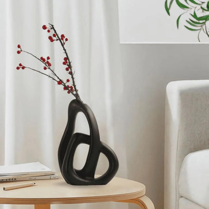 Jarrón decorativo para habitación de cerámica 2 piezas en 1