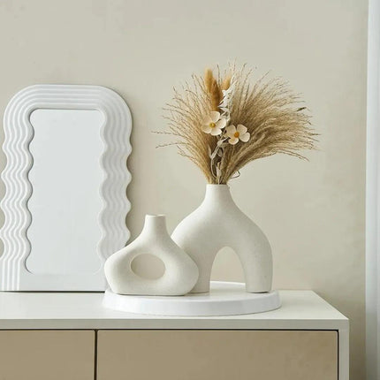 Jarrón decorativo para habitación de cerámica 2 piezas