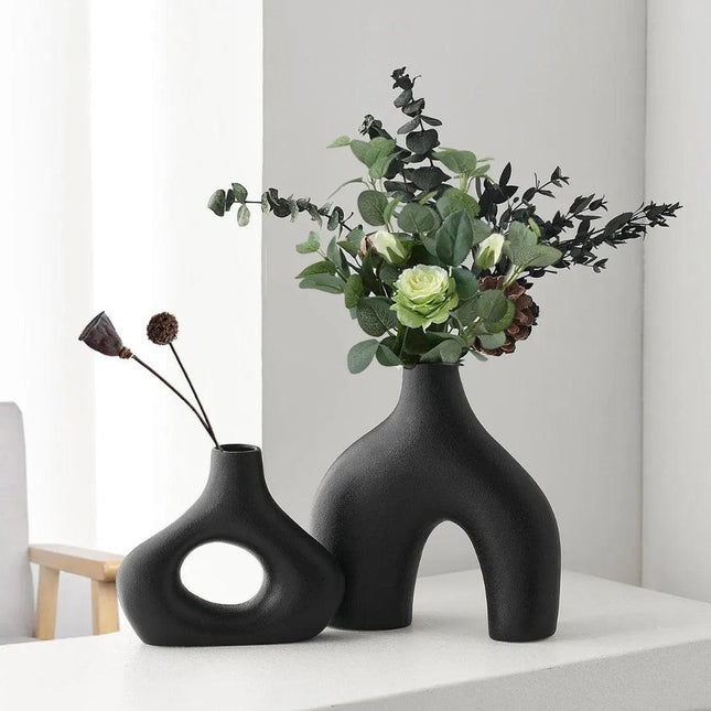 Jarrón decorativo para habitación de cerámica 2 piezas