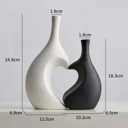 Vaso Decorativo para Sala de Ceramica Corazón 2 Piezas