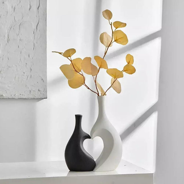 Vaso Decorativo para Sala de Ceramica Corazón 2 Piezas
