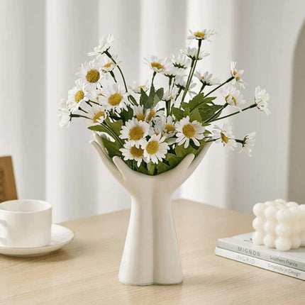 Jarrón decorativo para habitación de cerámica para mesa de mano.