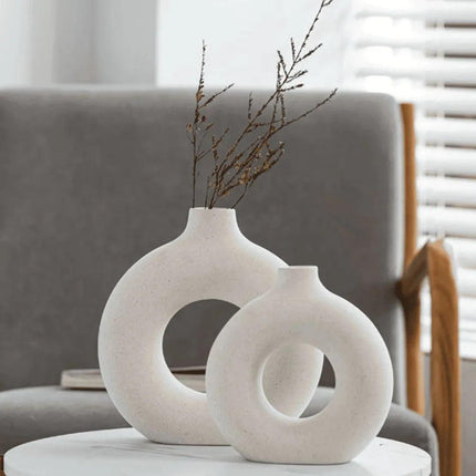 Vaso Decorativo para Sala de Cerámica Rosquilla 2 Piezas